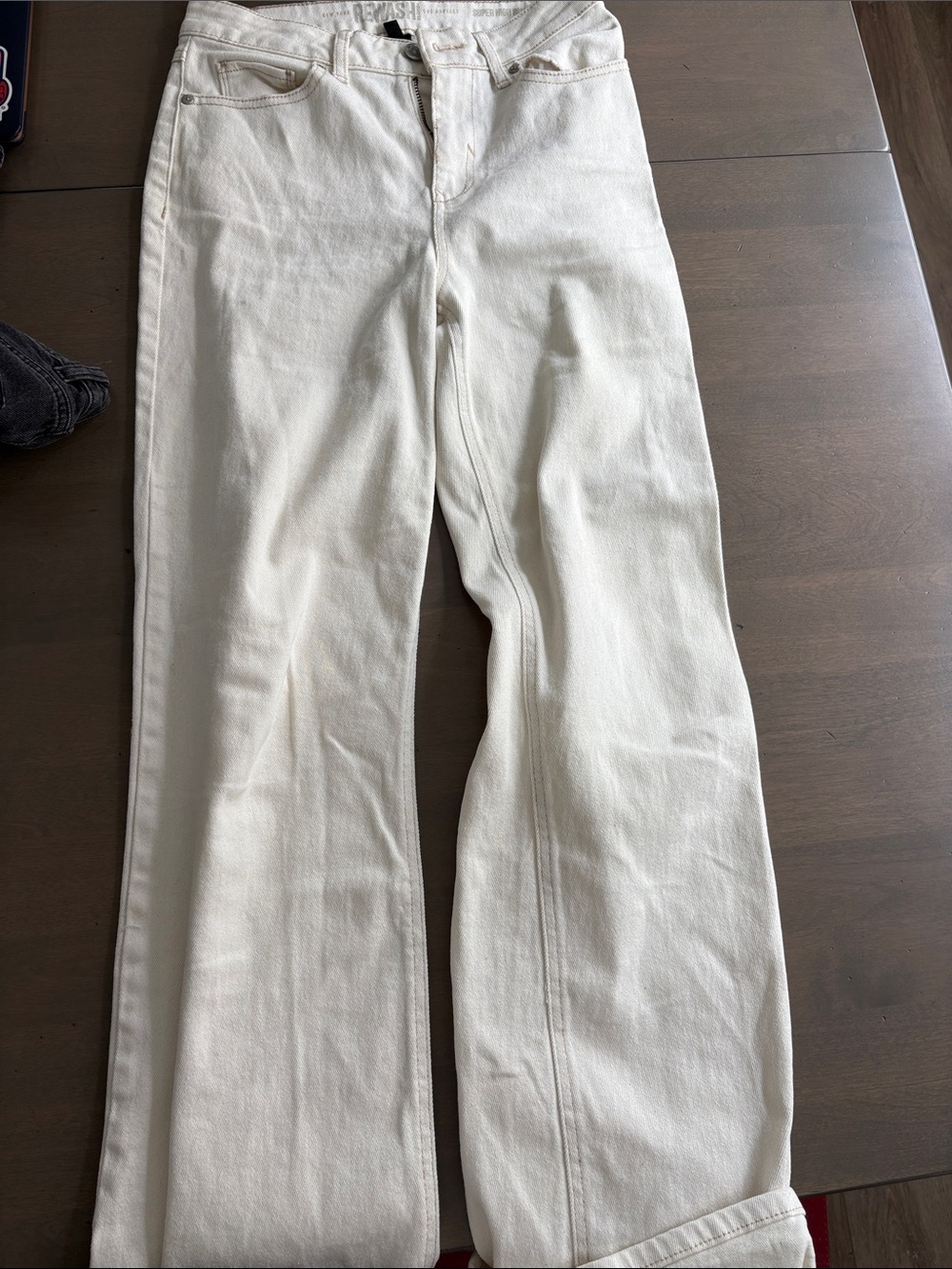 Rewash Wide Leg Flare Jeans in Off-White